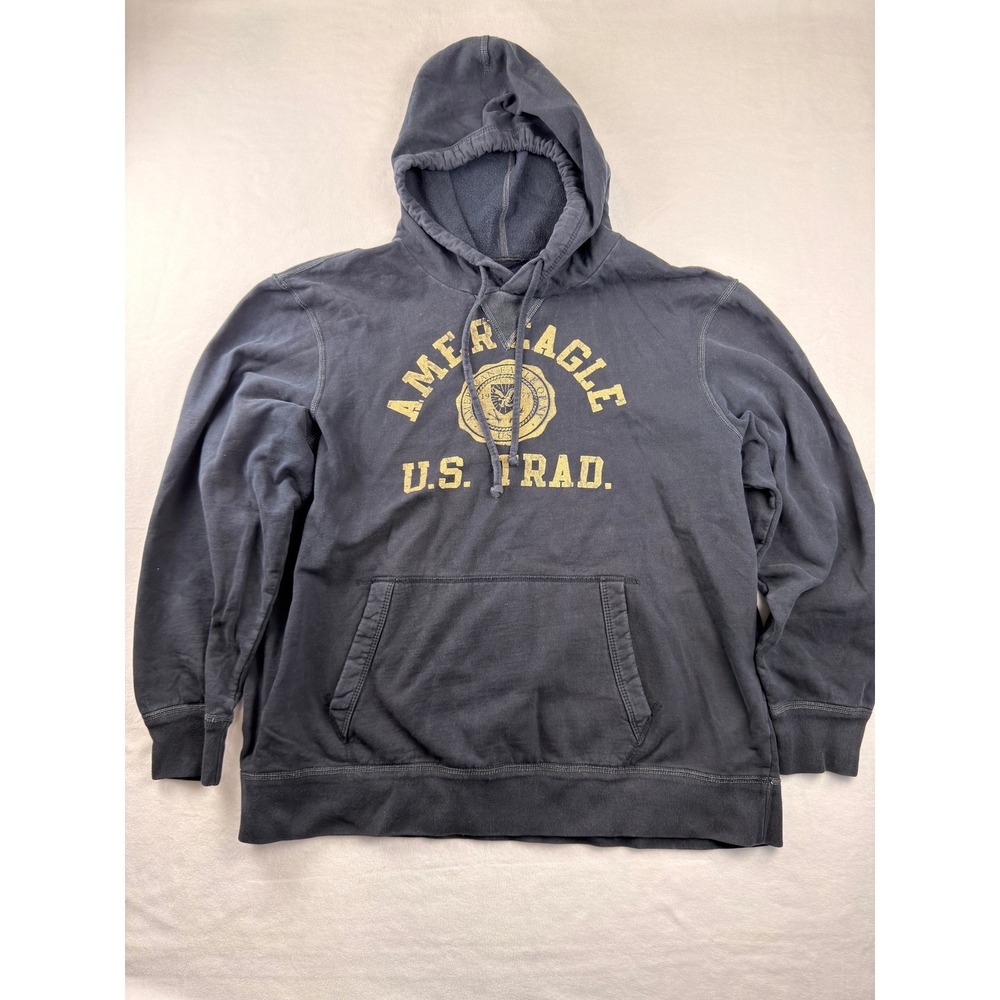 American Eagle Mens XXL Black Athletic Fit U.S. Trad Graphic Hoodie 905244883081